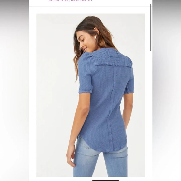 Free People Top Shirt Size Medium We The Free color is called Blue Metal - Picture 2 of 8
